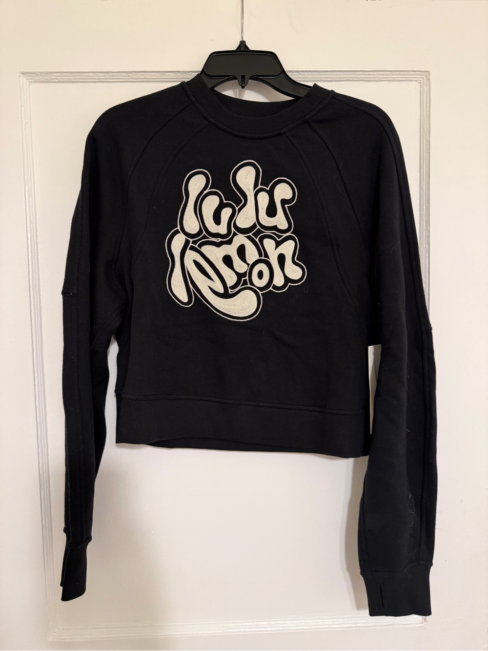 lululemon athletica Black Cropped Graphic Sweatshirt
